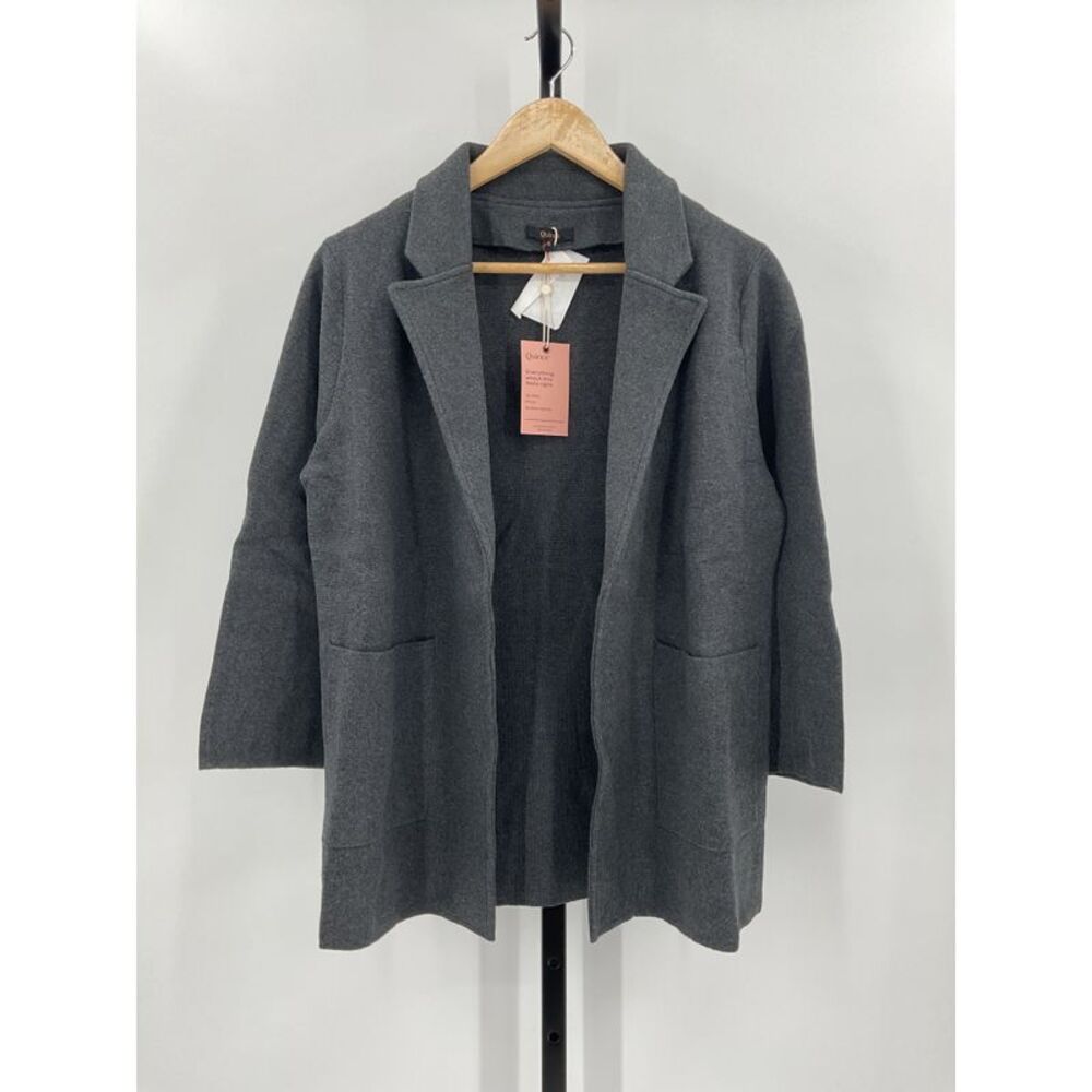 NWOT Quince Women's 100% Organic Cotton Knit Blazer Charcoal Gray S